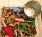 dino sensory bin