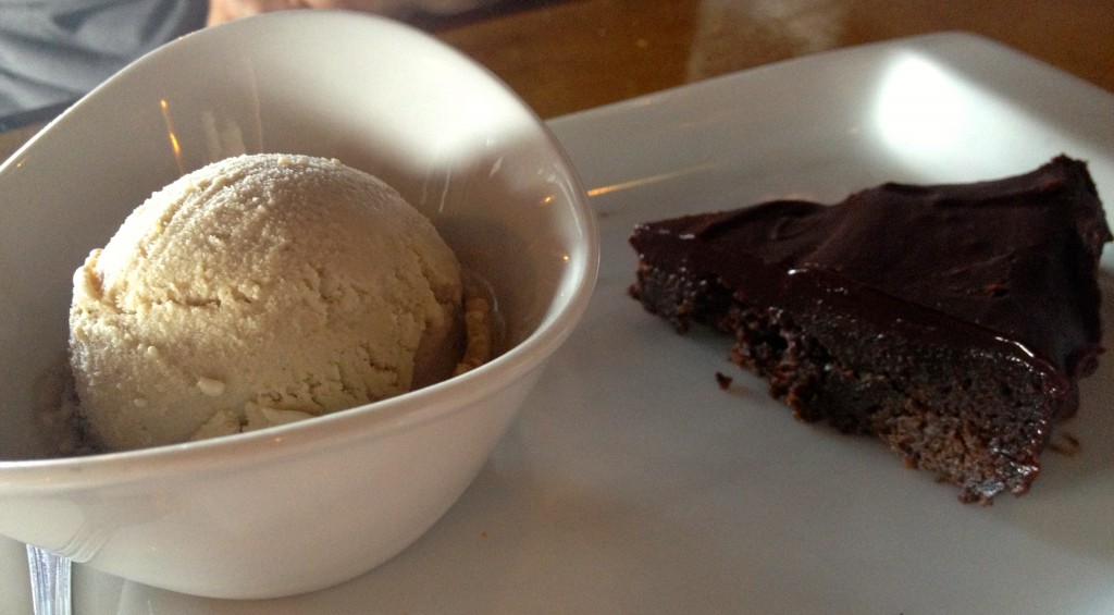 bourbon ice cream and chocolate cake