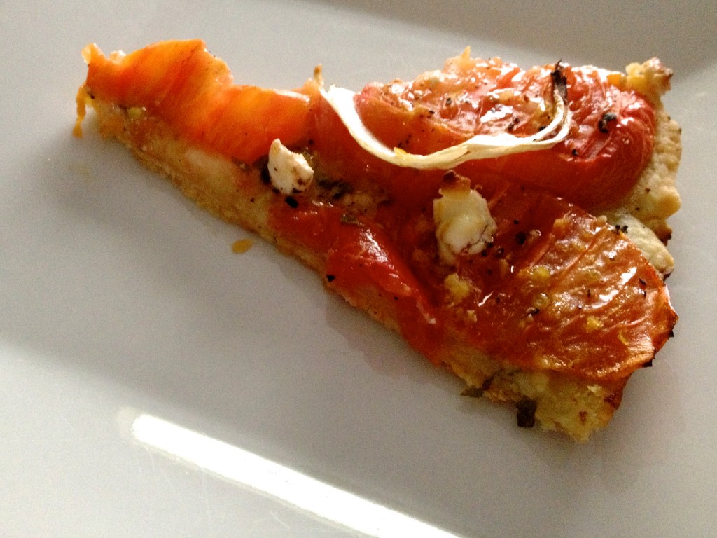 sliced tomato tart