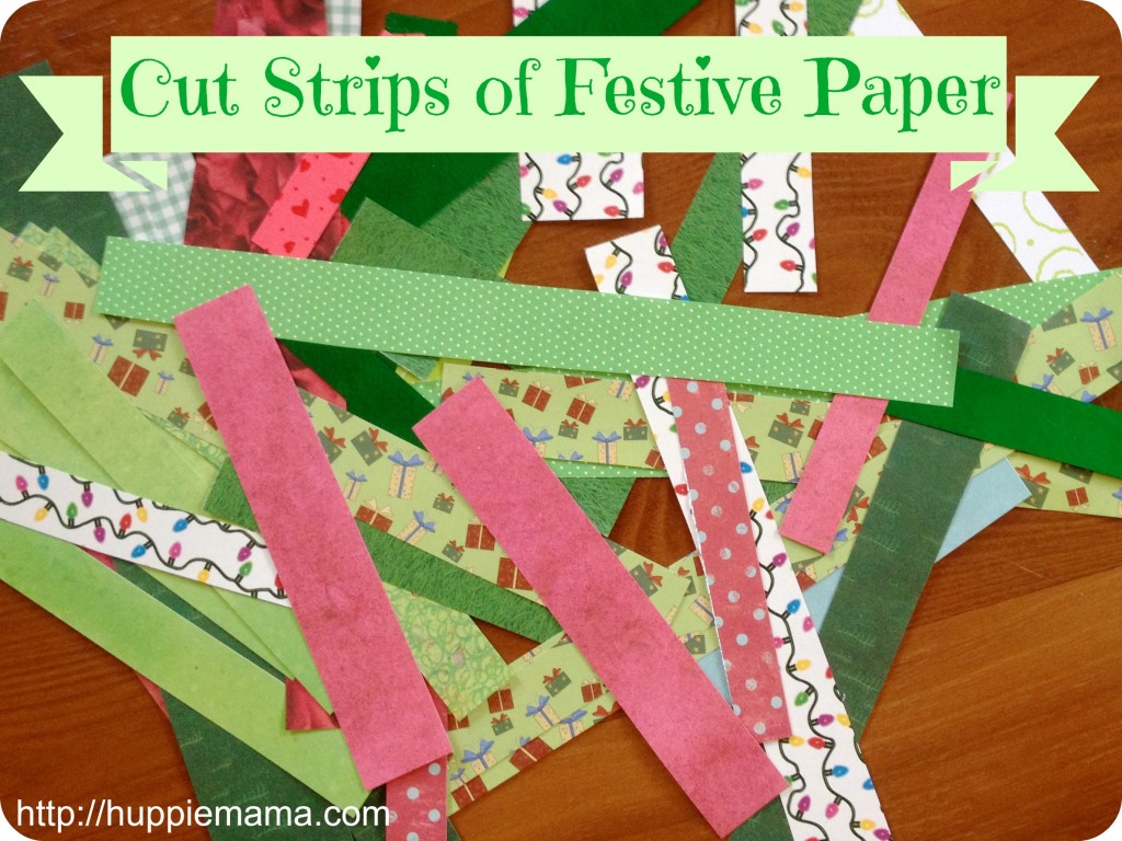 Cut Strips of Festive Paper