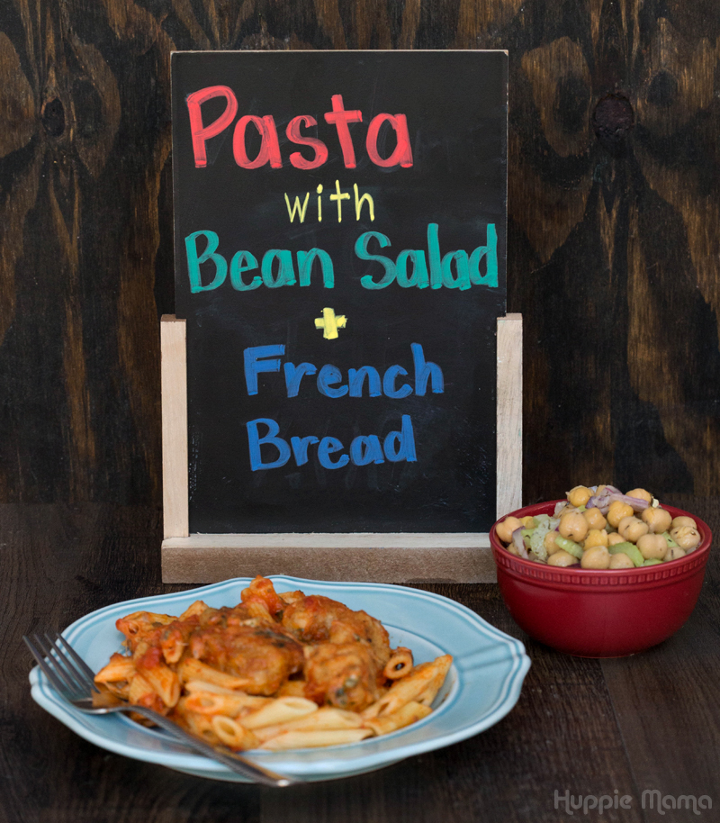 Pasta with bean salad