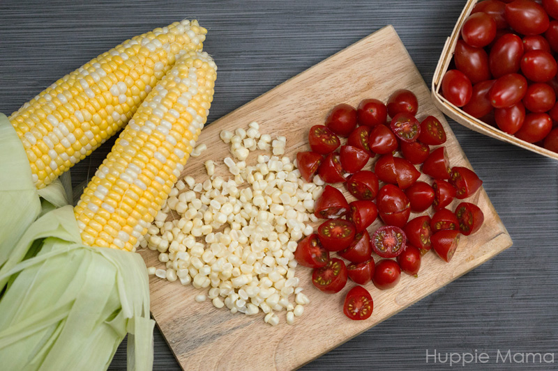 chopped corn and tomato